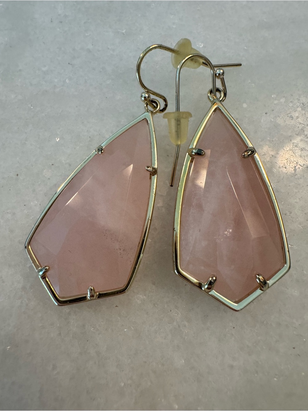 Kendra Scott Rose Quartz Gold Carla Earrings
